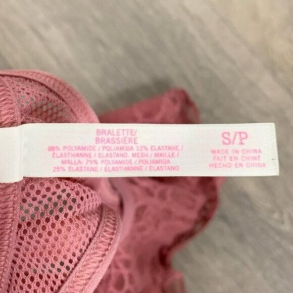Pink Victoria's Secret VS Lace Bralette Bra cropped Pink Racerback Size Small - Picture 5 of 9